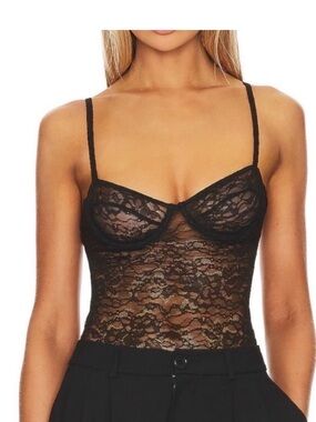 Anine Bing Via lace Black bodysuit Size XS